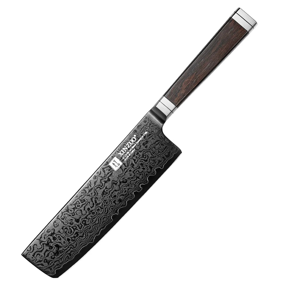 XINZUO Professional 1-5 Piece Damascus Knife Set Original Design Black Titanium Plating Blade And Classic Japanese Handle