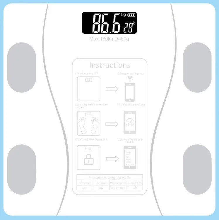Digital Body Weight Scale Smart Wireless Fat Scale Bathroom Weight Scales for Body Composition Analyzer with Smartphone App