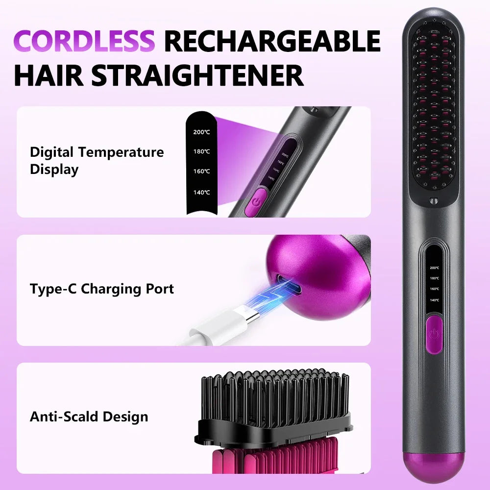 Electric Hot Comb Hair Straightener Quick Heated Comb Anti-Scalding Styling Tool Personal Care Multifunctional Hairstyle Brush