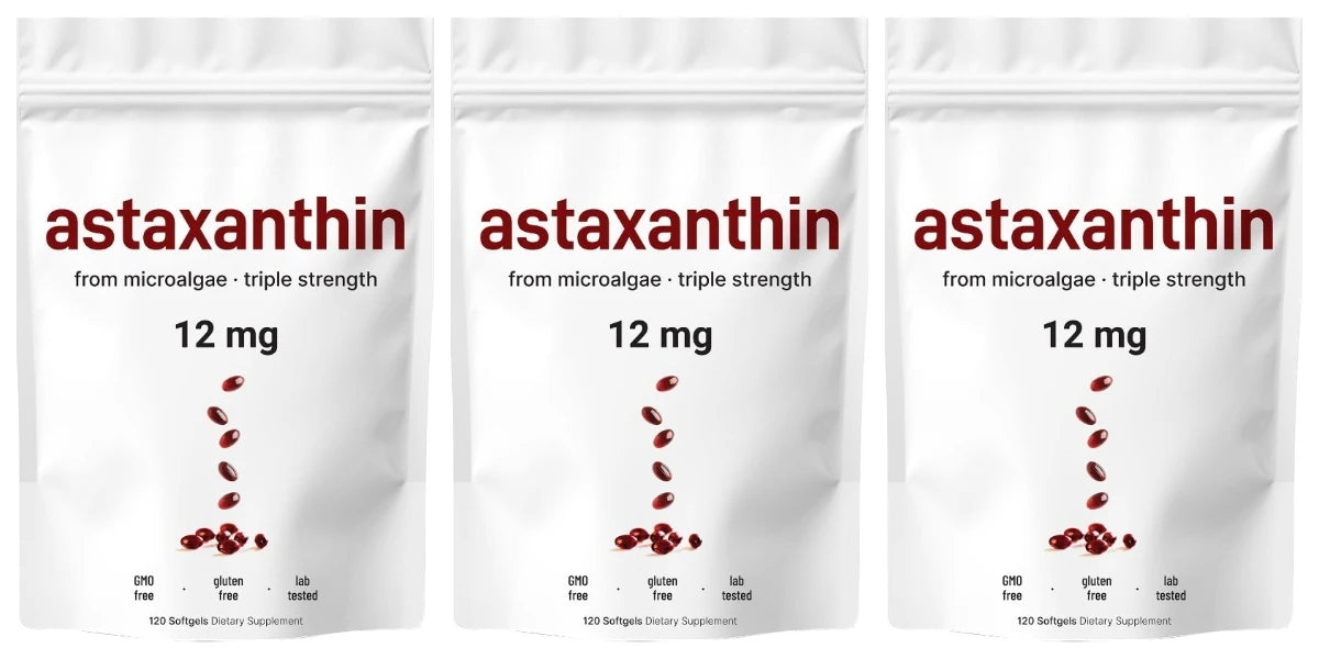 Astaxanthin 12mg Softgels 120 Capsules, Microalgae Astaxanthin with MCT Oil, Antioxidant Daily Wellness Supplement