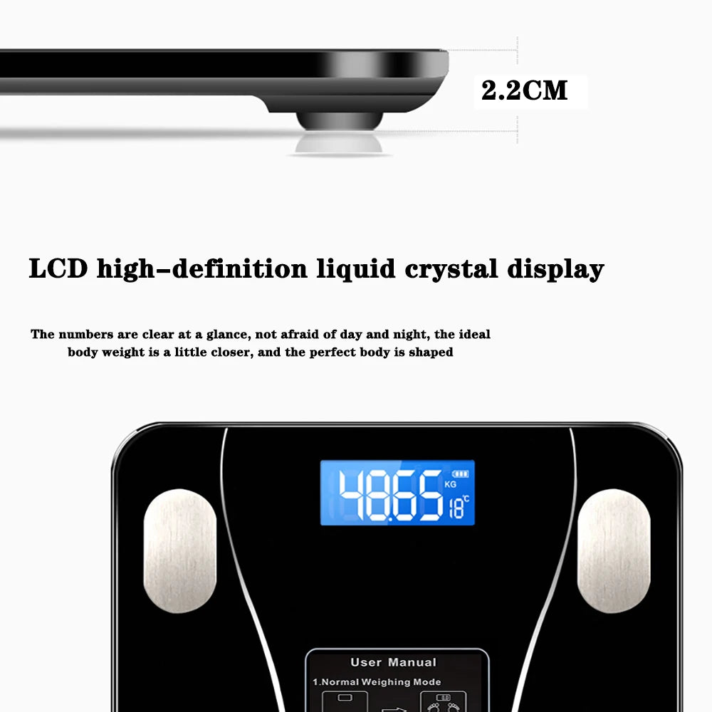 Digital Body Weight Scale Smart Wireless Fat Scale Bathroom Weight Scales for Body Composition Analyzer with Smartphone App
