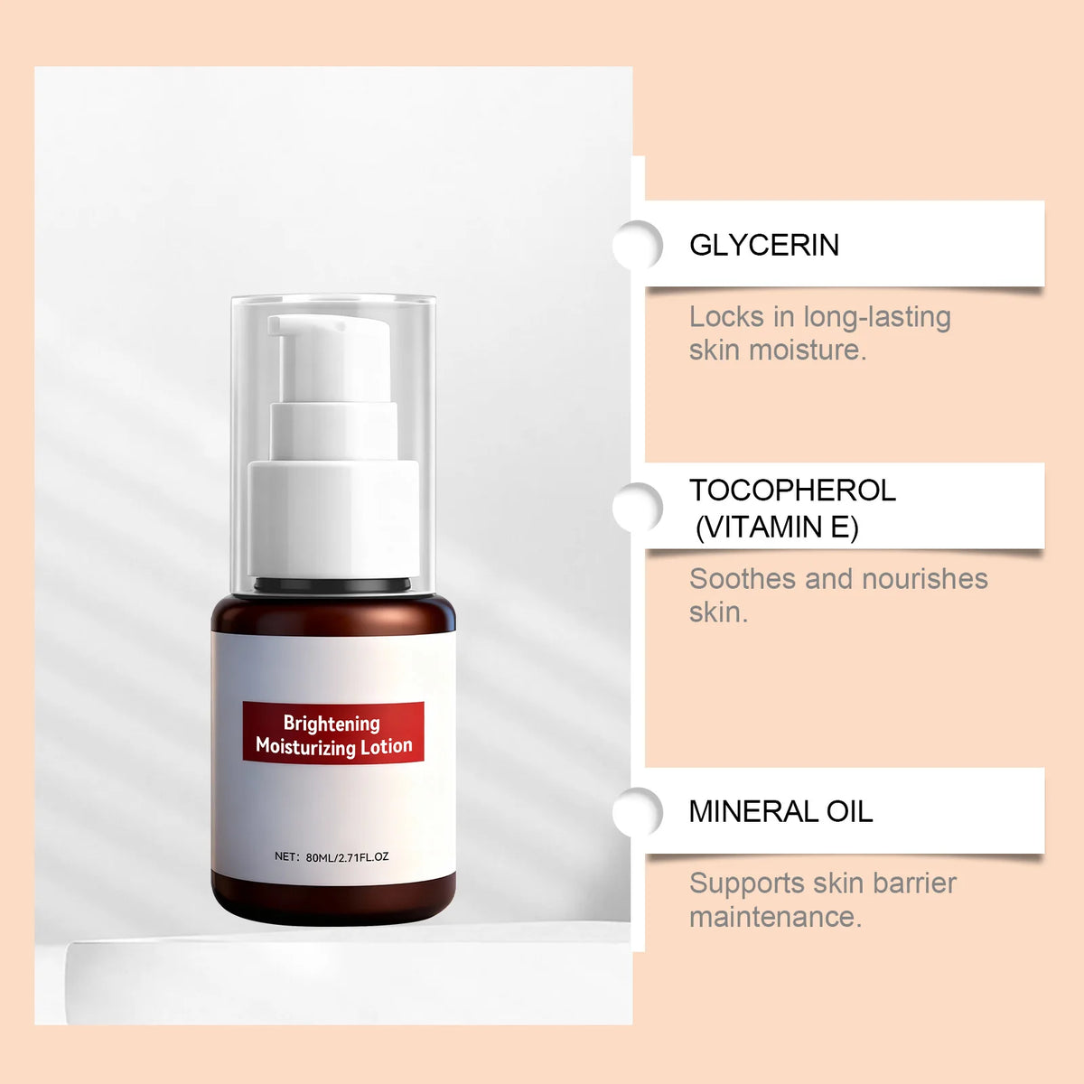 Brightening Moisturizing Lotion with Vitamin E Hydrating Glow-Boosting Face Cream Soothing Dark Spots Remover for Dull Dry Skin