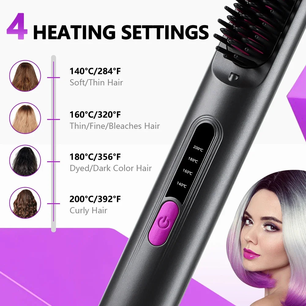 Electric Hot Comb Hair Straightener Quick Heated Comb Anti-Scalding Styling Tool  Personal Care Multifunctional Hairstyle Brush