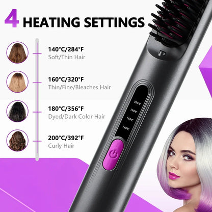 Electric Hot Comb Hair Straightener Quick Heated Comb Anti-Scalding Styling Tool  Personal Care Multifunctional Hairstyle Brush