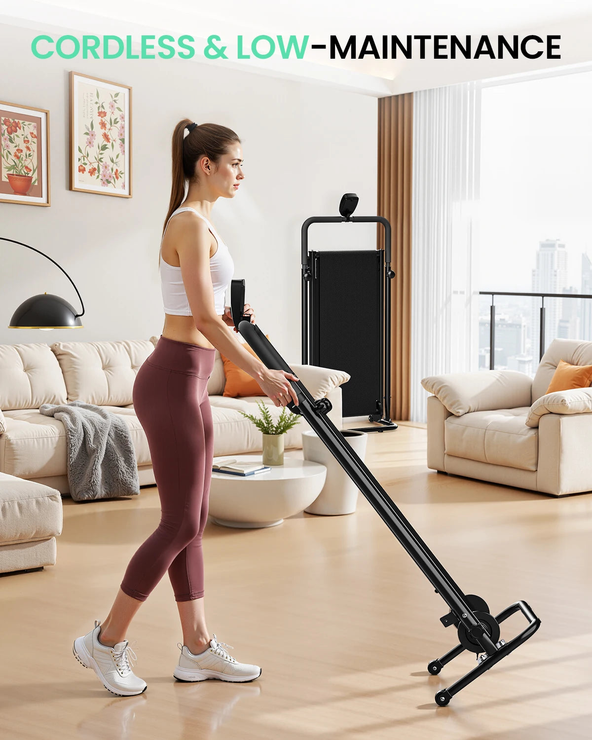 Non-Electric Treadmill with Dual Flywheel & Fixed Incline - Motorless Treadmill with LCD Monitor,Non-Slip Belt,for Home/Gym Use