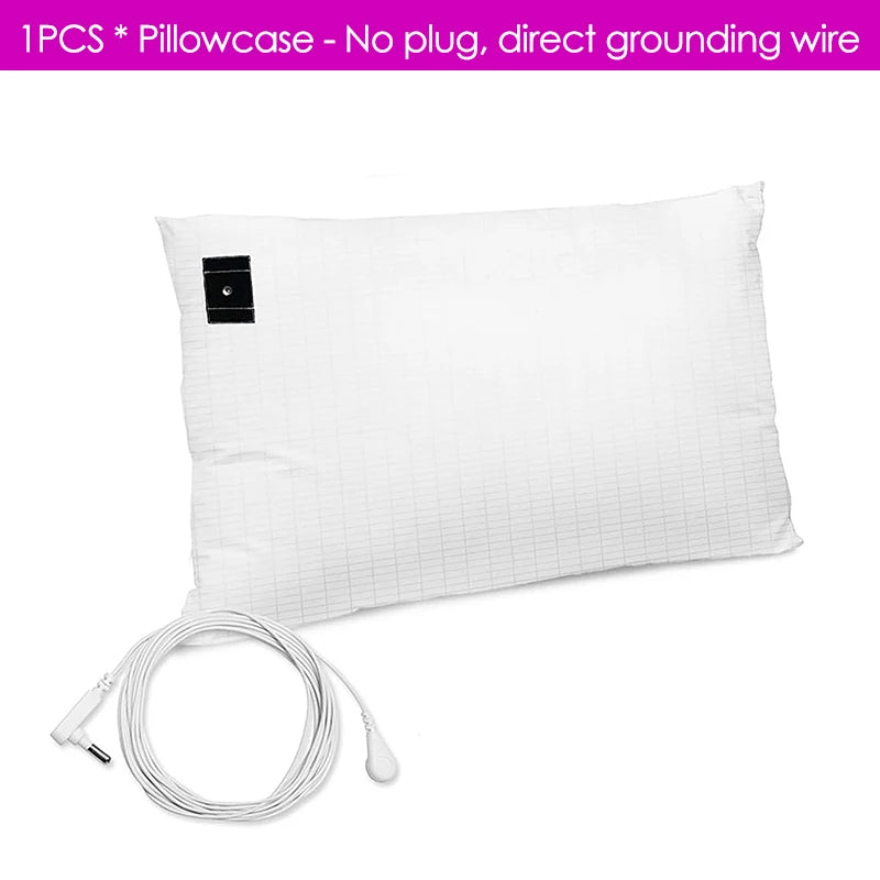 1PCS Grounding Pillowcase Earthing Pillowcase with Cord 95% Cotton And 5% Soft Silver Thread for Healing Sleep Nature Wellness