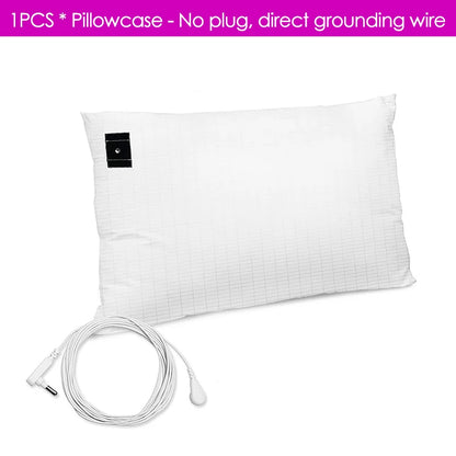 1PCS Grounding Pillowcase Earthing Pillowcase with Cord 95% Cotton And 5% Soft Silver Thread for Healing Sleep Nature Wellness
