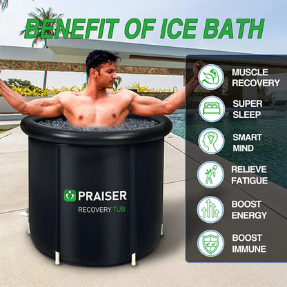 Inflat Adult Black Luxury Folding Ice Bath Cold Plunge Barrel Inflatable Hot Tub Outdoor Portable Bathtub Spa Tubs Sauna Rooms