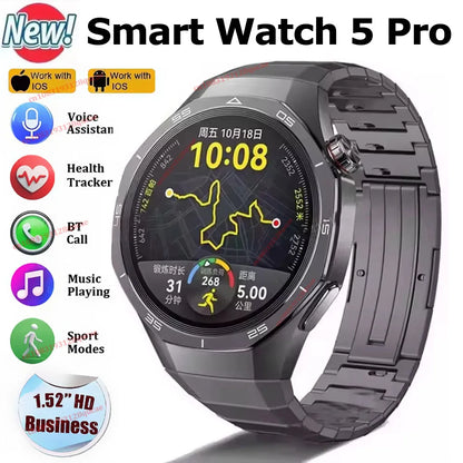 Watch 5 Pro New Men's Smartwatch High-Definition Screen Health Tracking Bluetooth Calls Voice Assistant Sports Smartwatches Hw12