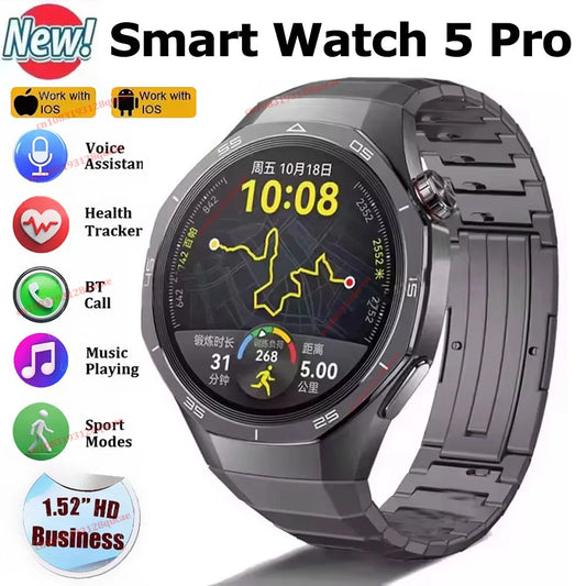 Watch 5 Pro New Men's Smartwatch High-Definition Screen Health Tracking Bluetooth Calls Voice Assistant Sports Smartwatches Hw12