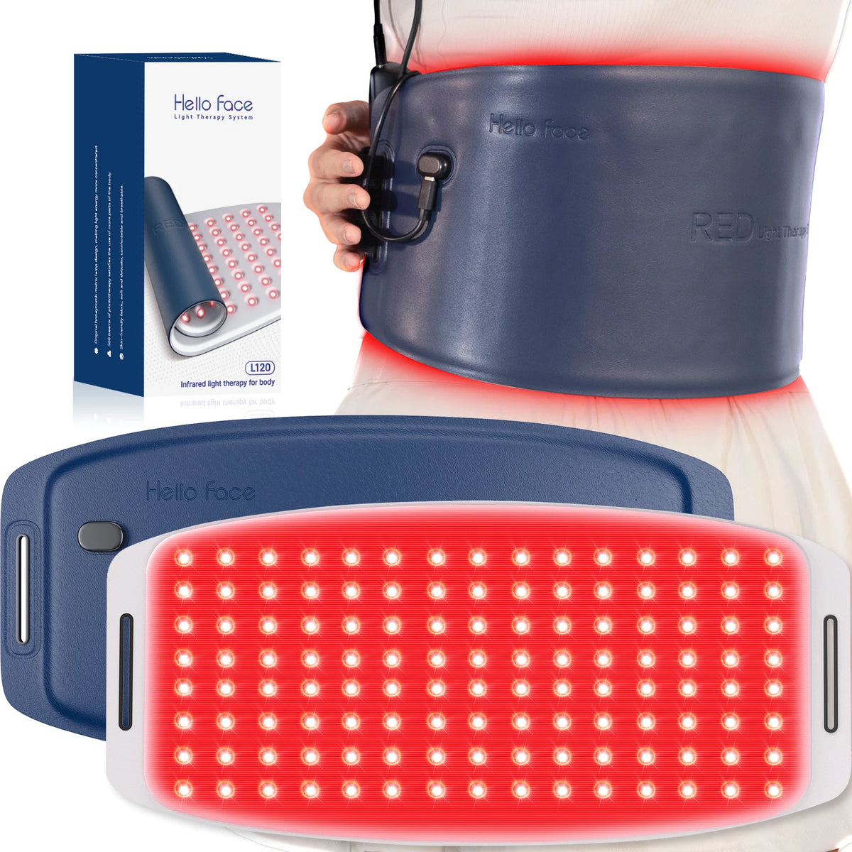 Red Light Therapy Belt for Body Cordless Near Infrared Light Therapy Pain Relief & Inflammation with Soft Breathable Fabric