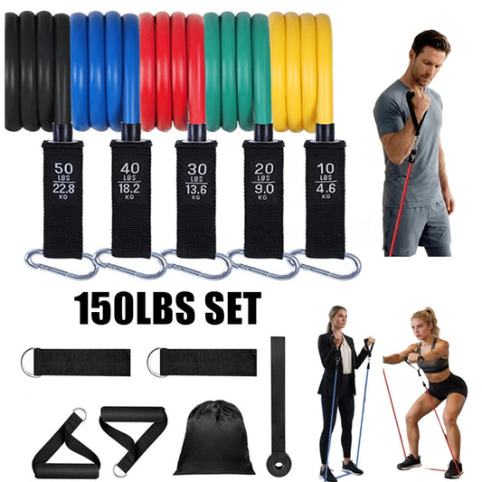150 LBS Elastic Bands Fitness Rubber Pull Rope Resistance Bands for Muscle Training Pilates Yoga Home Exercise Equipment
