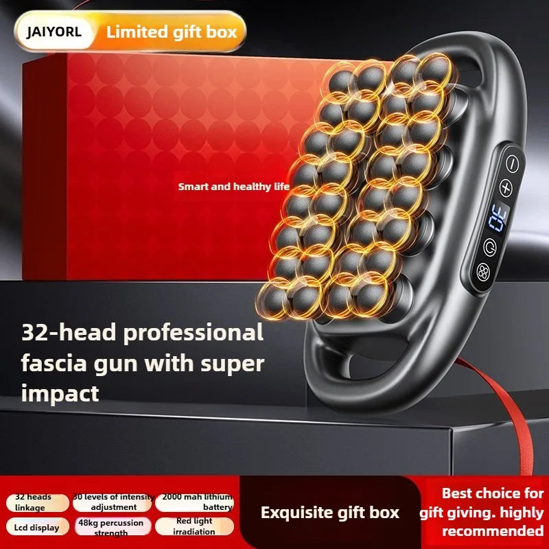 32 Massage Heads Massage Gun Deep Tissue Muscle Professional High Quality Wireless Frequency Vibration Red Light Masajeador