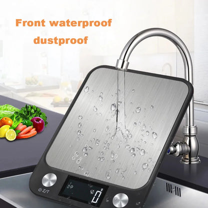 15kg/1g Kitchen Scale Food Scale Stainless Steel Kitchen Scale Waterproof Scale Digital Food Baking Milk Vegetable Weight Scales