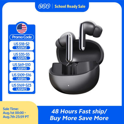 QCY MeloBuds Pro ANC Bluetooth 5.3 Earphones Wireless 46dB Hybrid ANC Hi-Res LDAC Earbuds 6 Mic Headphones 34H In-Ear Detection