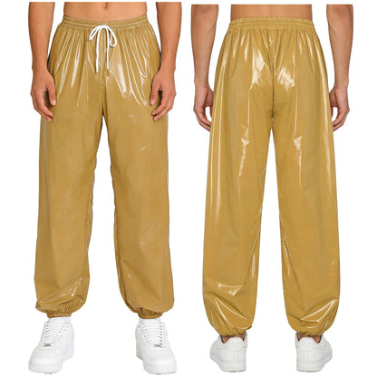 Mens Athletic Joggers Waterproof Costume Drawstring Elastic Waist Side Pockets Track Pants for Workout Gym Daily Casual Wear
