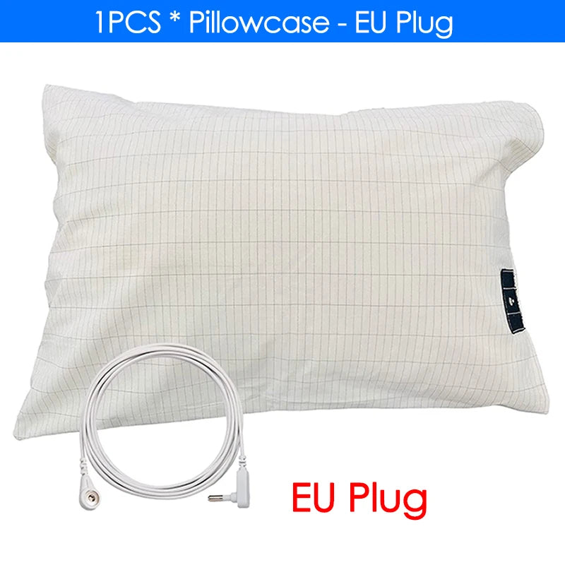 1PCS Grounding Pillowcase Earthing Pillowcase with Cord 95% Cotton And 5% Soft Silver Thread for Healing Sleep Nature Wellness