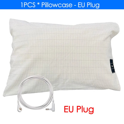 1PCS Grounding Pillowcase Earthing Pillowcase with Cord 95% Cotton And 5% Soft Silver Thread for Healing Sleep Nature Wellness