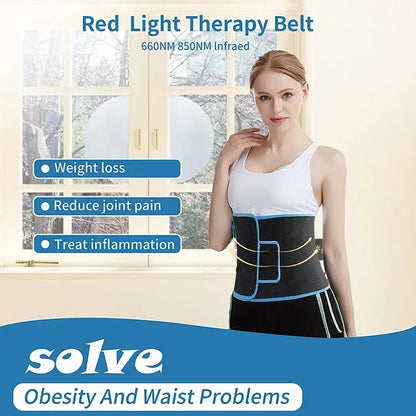 LED Phototherapy Massage Belt Red Light Hot Compress 850nm 660nm Body Shaping Weight Loss And Relaxation Back Pain Relief