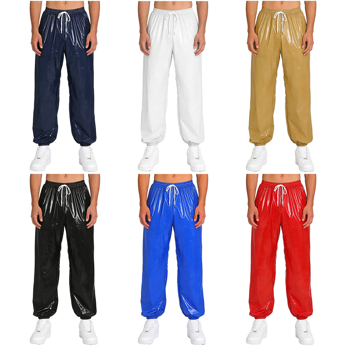 Mens Athletic Joggers Waterproof Costume Drawstring Elastic Waist Side Pockets Track Pants for Workout Gym Daily Casual Wear