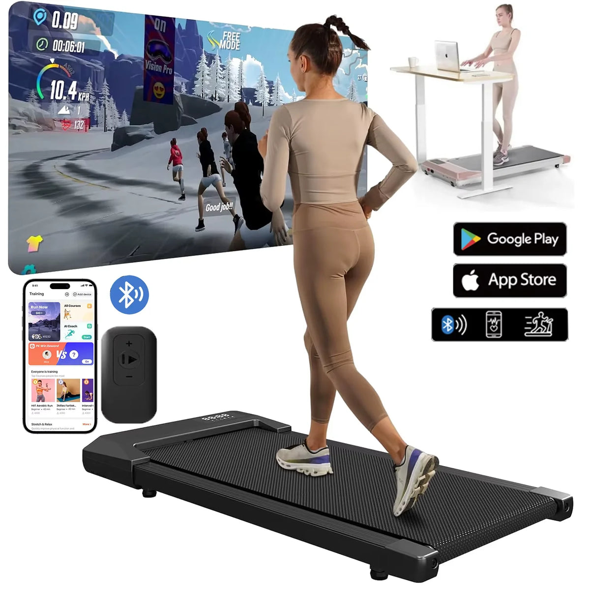 300lbs Treadmill for Home 2.5HP Treadmills Walking Pad LCD Digital Data Display 2in1 Walking Running Fitness Exercise Machine
