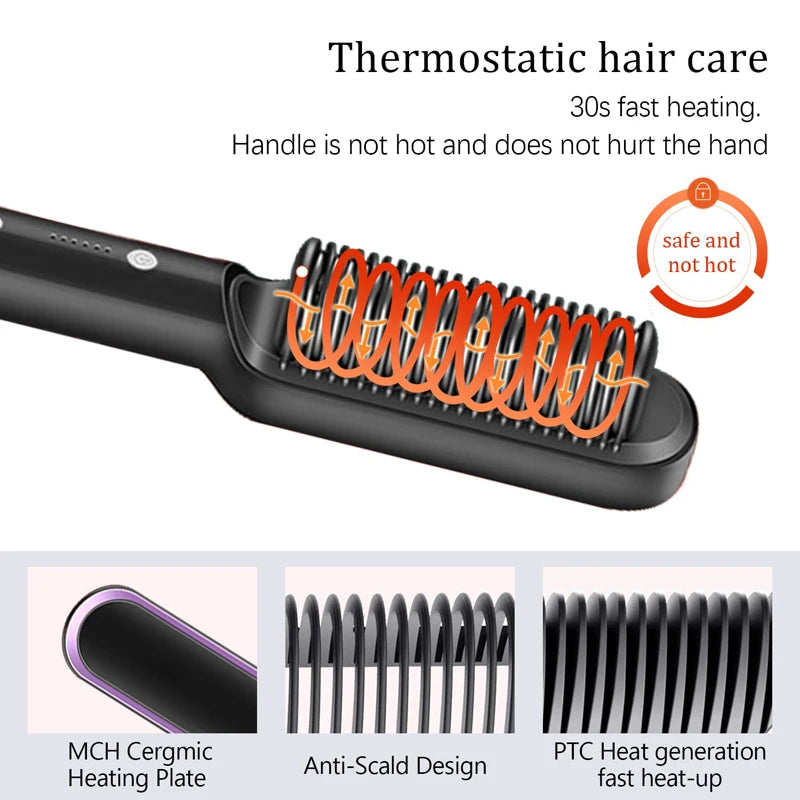 Hair Straightener Professional Quick Heated Electric Hot Comb Hair Comb Personal Care Multifunctional Hairstyle Brush