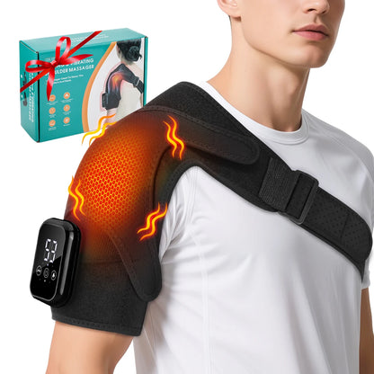 Electric Heating Shoulder Knee Massager with 3 Levels Vibration Muscle Relax Belt for Arm Enlarge Size for Shoulder