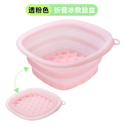 Foldable Face Ice Bath Bowl Facials Plunge Washbasin Silicone Portable Travel Home Skincare Ice Facials Bath