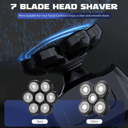 SEJOY Multifunctional 7D Head Shavers for Bald Men 6-in-1 Electric Razor with Nose Hair Trimmer Waterproof Mens Grooming Kit