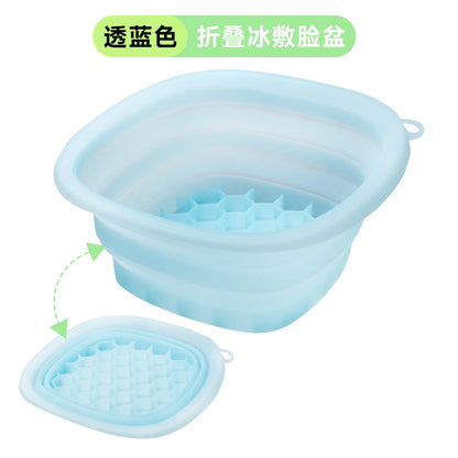 Foldable Face Ice Bath Bowl Facials Plunge Washbasin Silicone Portable Travel Home Skincare Ice Facials Bath