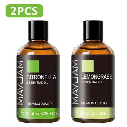100ML Pure Plant Essential Oil Mint Bergamot Patchouli Citronella Lemongrass Chamomile Cedarwood For Reed Diffuser Humidifier