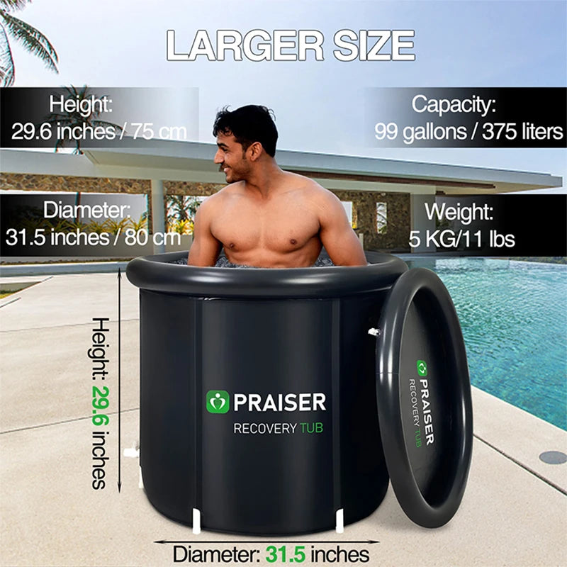 Inflat Adult Black Luxury Folding Ice Bath Cold Plunge Barrel Inflatable Hot Tub Outdoor Portable Bathtub Spa Tubs Sauna Rooms