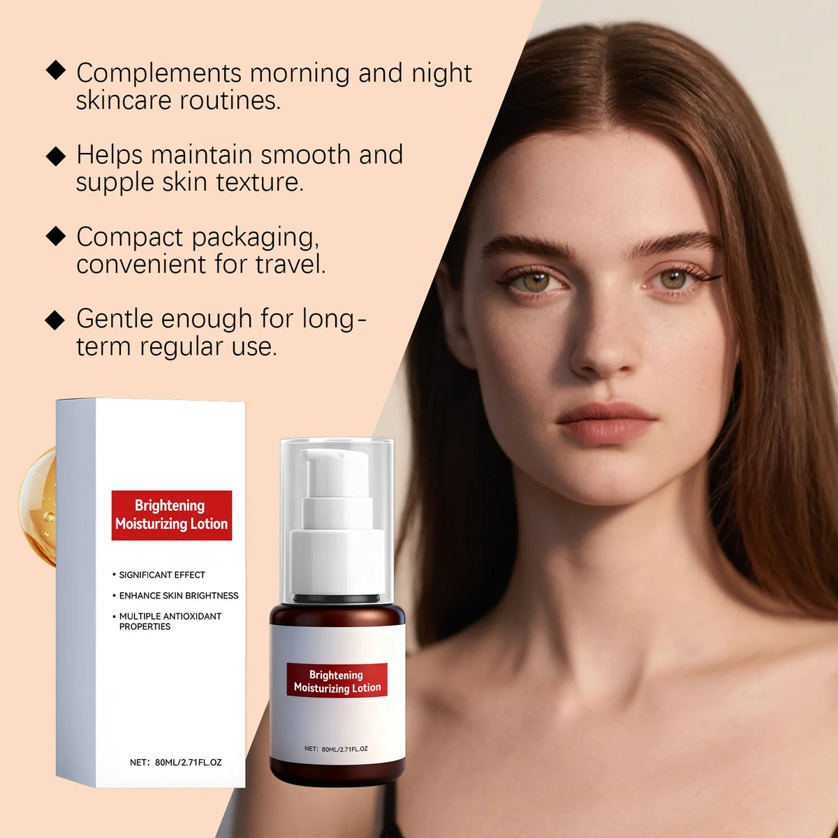 Brightening Moisturizing Lotion with Vitamin E Hydrating Glow-Boosting Face Cream Soothing Dark Spots Remover for Dull Dry Skin