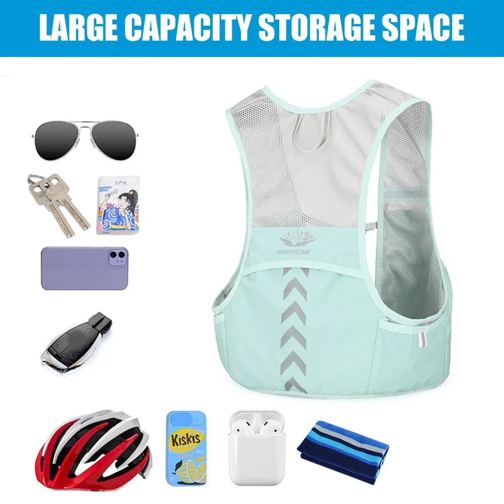 FVXVXV New Running Water Bottle Storage Vest Lightweight Running Vest Reflective Hydration Water Chest Pack With Phone Holder