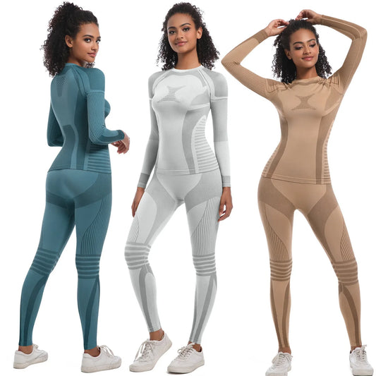 Women Girl Skiing Underwear Set Fitness Workout Thermal Gym Ski Snowboarding Sport Running Hiking Jogging Yoga Exercise Suit A84