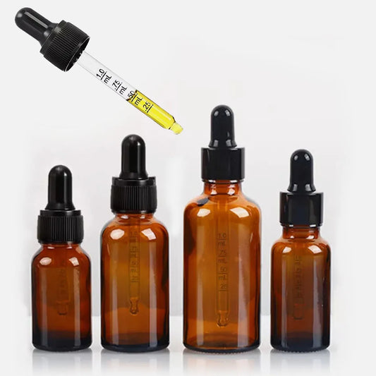 5X 10X Amber Blue Glass Dropper Bottles Graduated Dripper Tube Lids for Essential Oils Essence Eye Drop Pipettes Cap Refillable