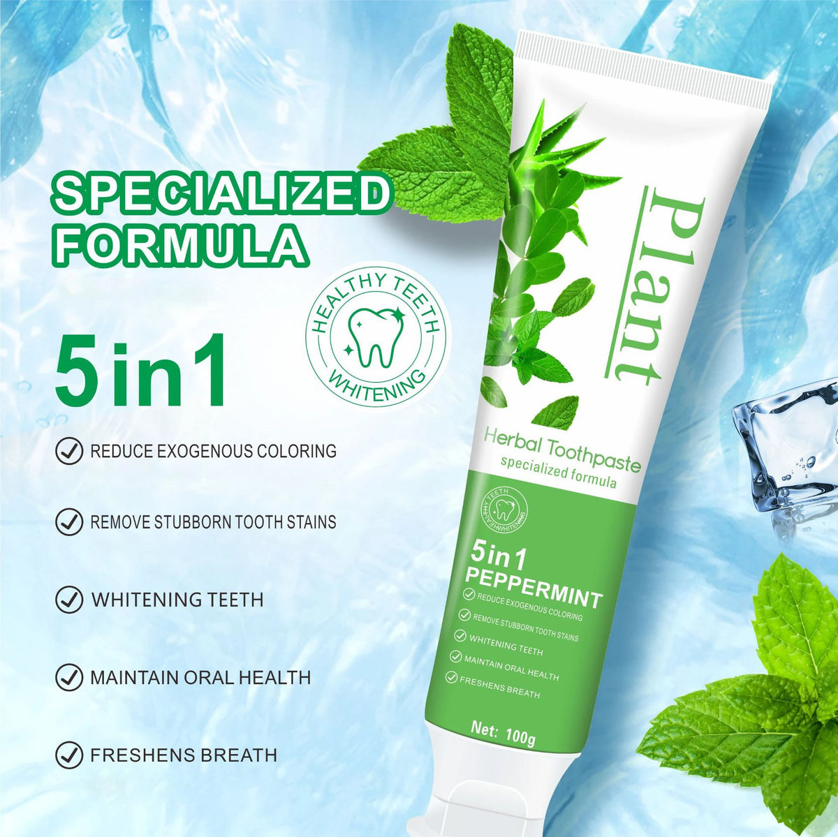 1/3/5pcs Hydroxyapatite Toothpaste,Gentle Mint,Breath Refreshing Whitening Toothpaste,Stain Removal Tooth Paste,Oral Care