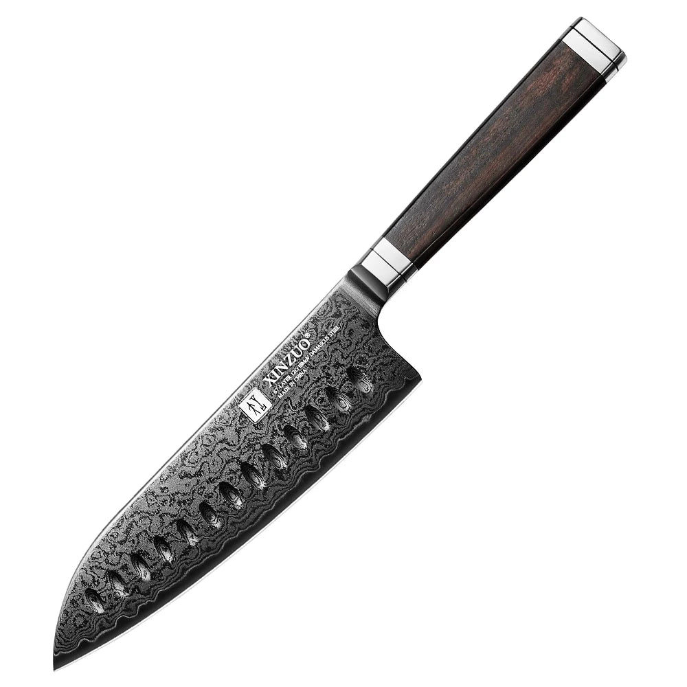 XINZUO Professional 1-5 Piece Damascus Knife Set Original Design Black Titanium Plating Blade And Classic Japanese Handle