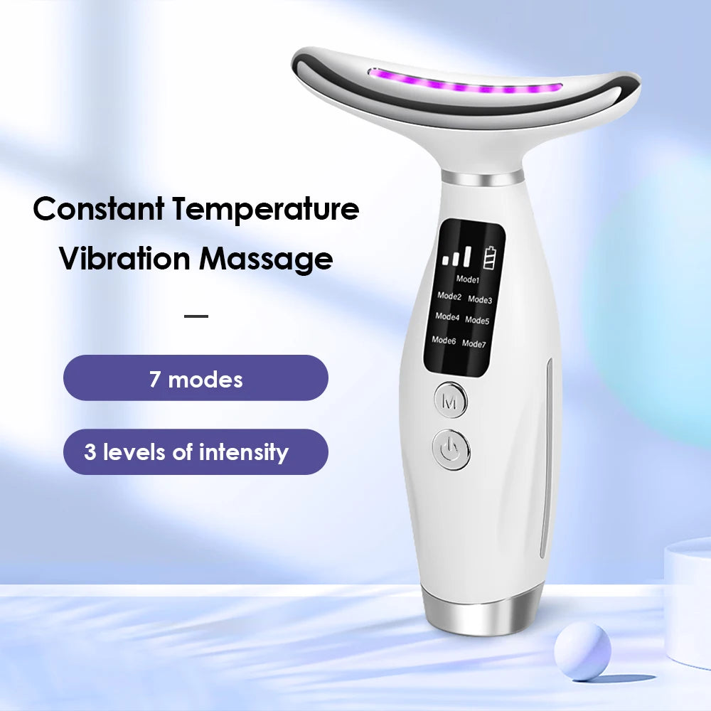 Neck Face Beauty Device Vibration Massage Personal Care Tools Improve Neck Lines Home Use Face Lifting Machine 7 Modes 3 Levels