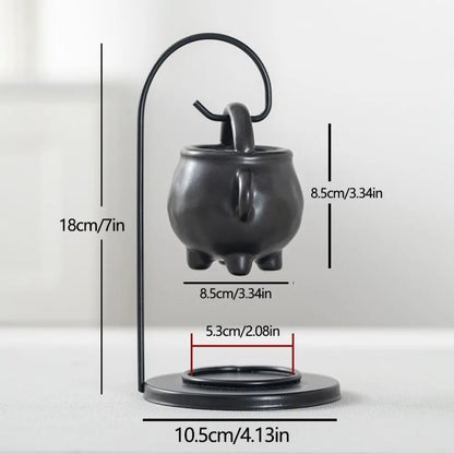 Creative Multi-functional Aromatherapy Burner Decorative Handmade Ceramic Oil Diffuser with Iron Hook Aroma Diffuser Yoga