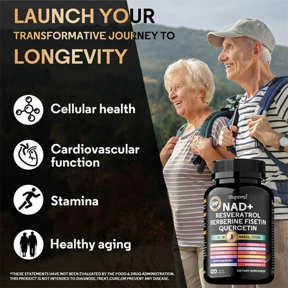 NAD Resveratrol Berberine - Improve Aging, Promotes Cardiovascular Health & Cell Health, Regulate MetabolismSupplement