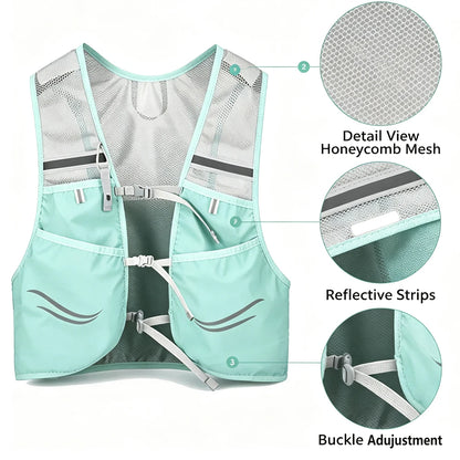 FVXVXV New Running Water Bottle Storage Vest Lightweight Running Vest Reflective Hydration Water Chest Pack With Phone Holder