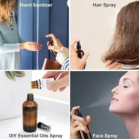 5Pcs 5ml-100ml  Empty Amber Fine Mist Small Glass Spray Bottles Set For Essential Oils Perfume Cleaning Solutions