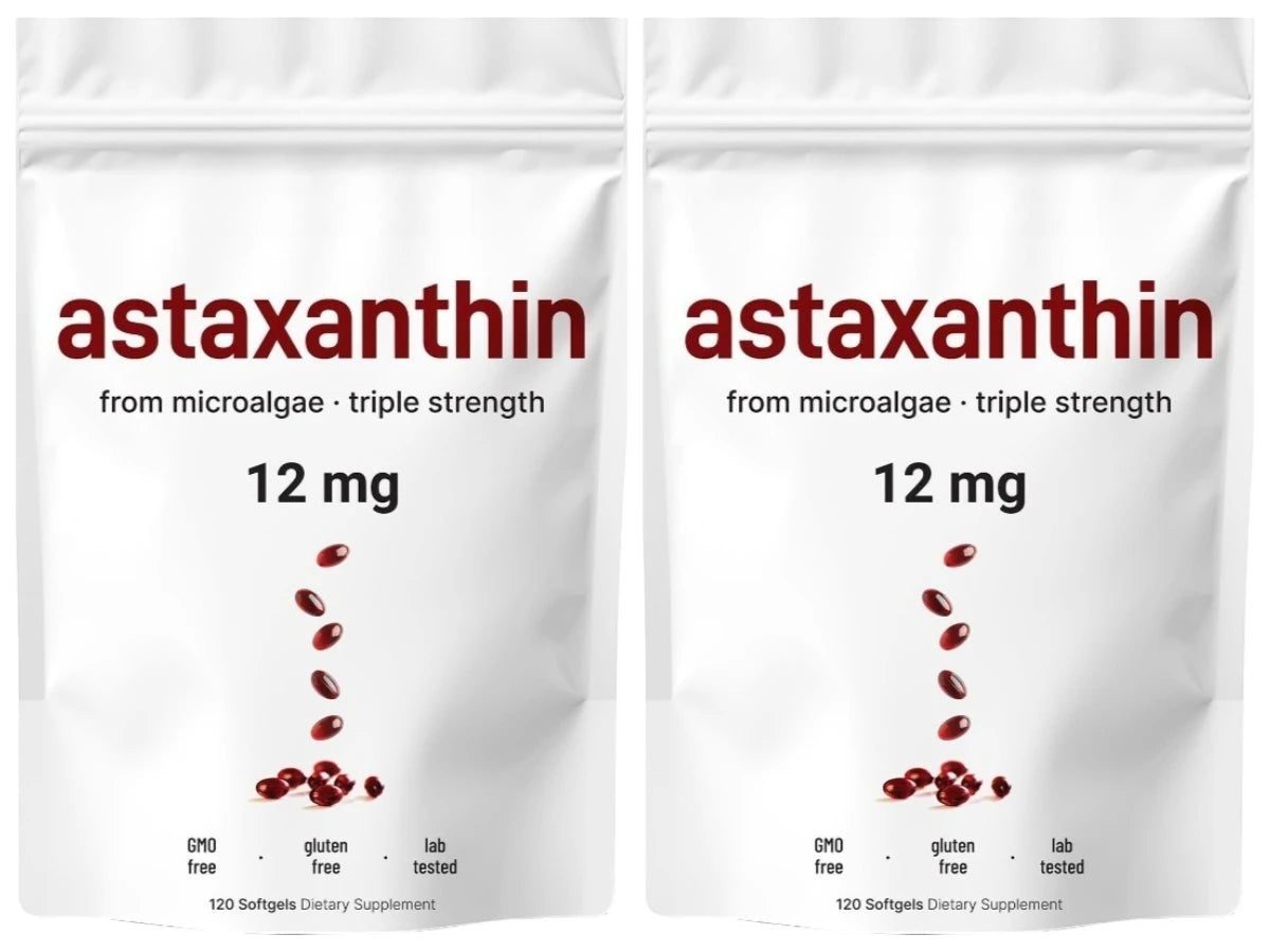 Astaxanthin 12mg Softgels 120 Capsules, Microalgae Astaxanthin with MCT Oil, Antioxidant Daily Wellness Supplement