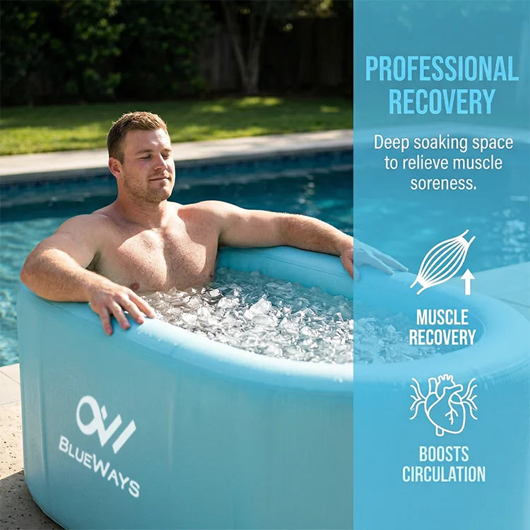 Inflatable Ice Bath, 132x70x75cm PVC Cold Therapy Tub, Athletes Recovery Tub, Portable Ice Pool, Outdoor Cold Therapy Ice Barrel