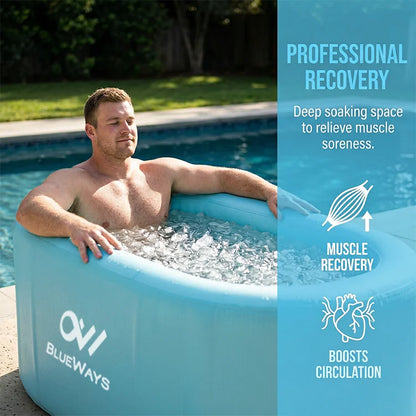Inflatable Ice Bath, 132x70x75cm PVC Cold Therapy Tub, Athletes Recovery Tub, Portable Ice Pool, Outdoor Cold Therapy Ice Barrel