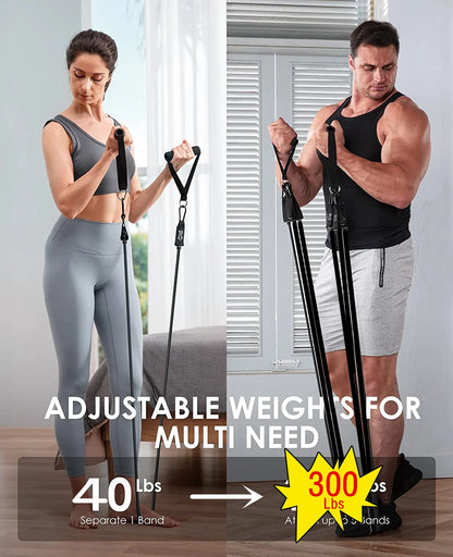 300lb Fitness Booty Resistance Elastic Band Workout for Training Home Exercise Sport Gym Dumbbell Harness Set Expander Equipment