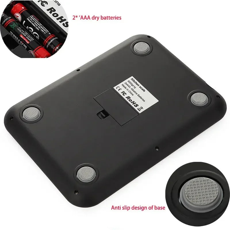 Kitchen Scale 15kg/1g Food Scale Stainless Steel Kitchen Scale Waterproof Scale Digital Food Baking Milk Vegetable Weight Scales
