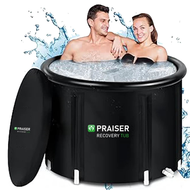 Inflat Adult Black Luxury Folding Ice Bath Cold Plunge Barrel Inflatable Hot Tub Outdoor Portable Bathtub Spa Tubs Sauna Rooms