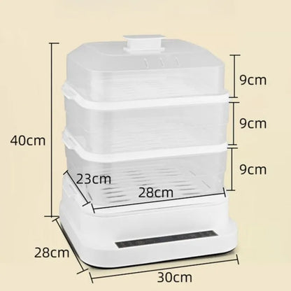 Electric Steamer Multi-Functional Three-Layer Breakfast Maker with Large Capacity, Keep Warm, Pre-Set Timer